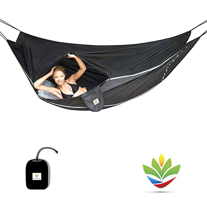 Hammock Bliss Sky Bed Bug Free - Insect Free Hanging Tent That Hangs Like A Hammock But Sleeps Like A Bed - Unique Asymmetrical Design Creates An Amazing Lay Flat Camping Hammock Sleeping Experience