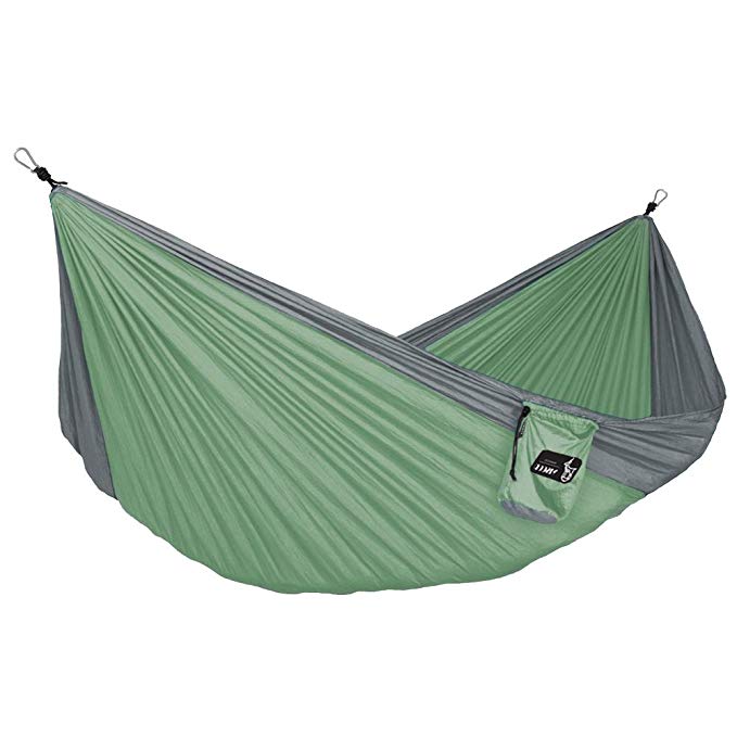 YISCOR Camping Hammock - Lightweight Portable Nylon Parachute Hammock for Backpacking, Travel, Beach, Yard, Hammock Straps & Steel Carabiners Included