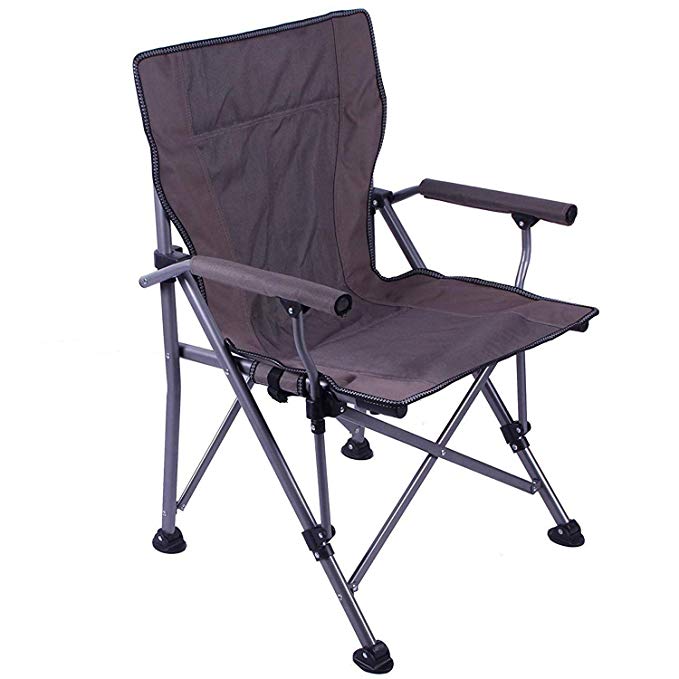 Outdoor Traveler Heavy Duty Camping Chair Ergonomic High Back with Pouch Folding Padded Armrest Stool, Adjustable