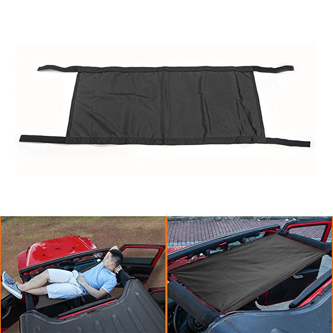 CheroCar Car Roof Rest Bed Hammock for Jeep Wrangler & Wrangler Unlimited JK (Black)