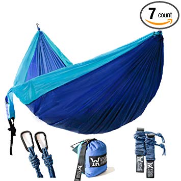 Winner Outfitters Double Camping Hammock - Lightweight Nylon Portable Hammock, Best Parachute Double Hammock for Backpacking, Camping, Travel, Beach, Yard.