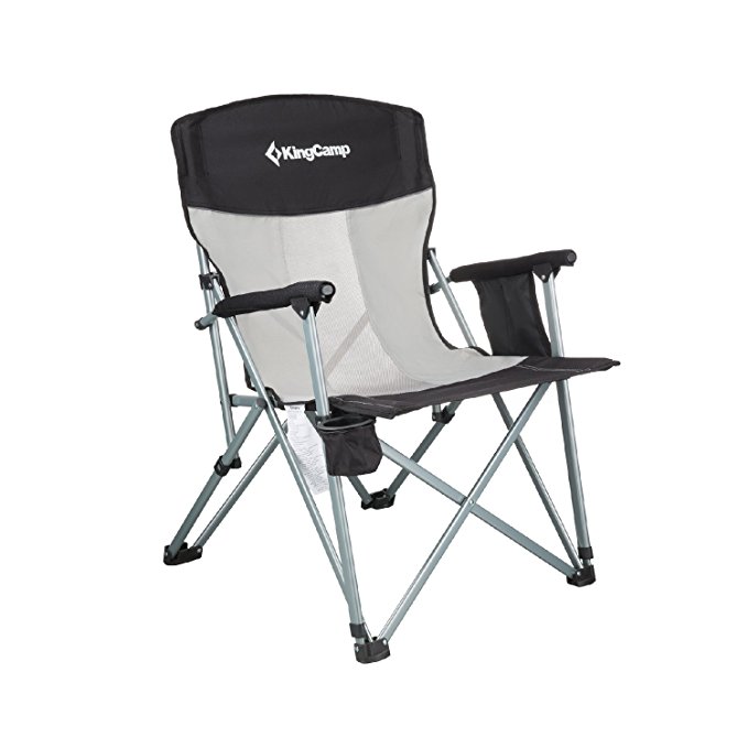 KingCamp Camping Chair Mesh High Back Ergonomic with Cup Holder Armrest Pocket Headrest Breathable Folding Portable Oversized Heavy Duty, Supports 330 lbs