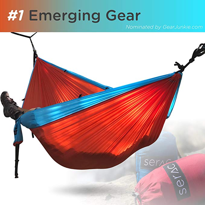 Serac [Premium Double Hammock & Strap Bundle] Sequoia XL Portable Double Camping Hammock with Ripstop Nylon and Quick-Hang Suspension System