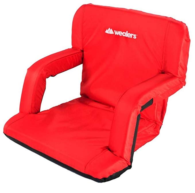 Stadium Bleachers Seat Portable Comfortable Padded Cushion 6 Reclining Positions Floor Chair with Armrests Great for The Beach Camping Picnic Easy to Carry with Adjustable Shoulder Straps