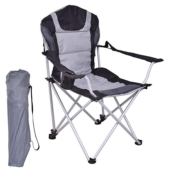 Giantex Portable Camping Chair Fishing Beach Chair with Portable Carrying Bag with Cup Holder Beach Picnic Outdoor