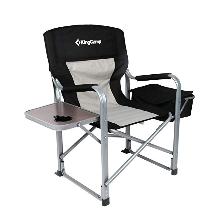 KingCamp Heavy Duty Steel Folding Chair/Director's Chair with Cooler Bag and Side Table