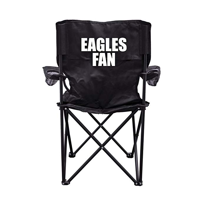 VictoryStore Outdoor Camping Chair - Eagles Fan Black Folding Camping Chair with Carry Bag