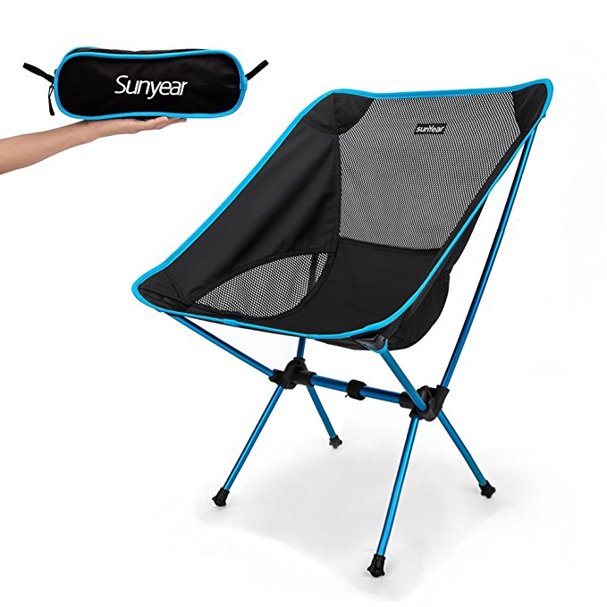 Sunyear Lightweight Compact Folding Camping Backpack Chairs, Portable, Breathable Comfortable, Perfect Hiking/Fishing/Camping