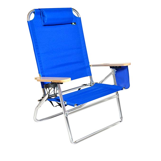 Extra Large - High Seat Heavy Duty 4 Position Beach Chair w/Drink Holder