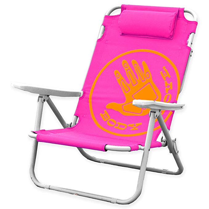 .Body Glove. Comfortable and Stylish 5-Position Beach Camping Chair with Pillow, Foldable and Lightweight with Durable Steel Frame, 300 Lb. Capacity, Easy to Spot Vibrant Colors