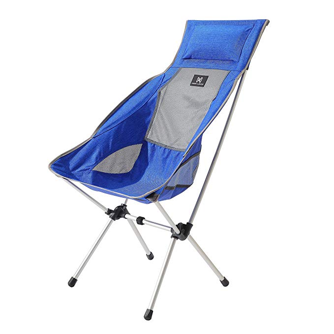 Moon Lence Compact Camping Chair Ultralight Portable Folding Backpacking Chair Summer Camping-Super Breathable (lonuge Chair Blue)