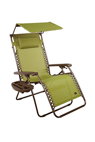 Bliss Hammocks Zero Gravity Chair with Canopy and Side Tray, Sage Green, 31