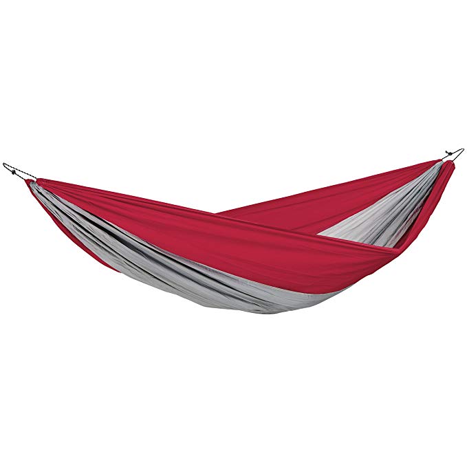 Byer of Maine Traveller Double XXL Hammock, Extra Large, Two Person, Lightweight, Easy to Transport, Nylon Fabric, Easy Assembly, Red/Grey, 125