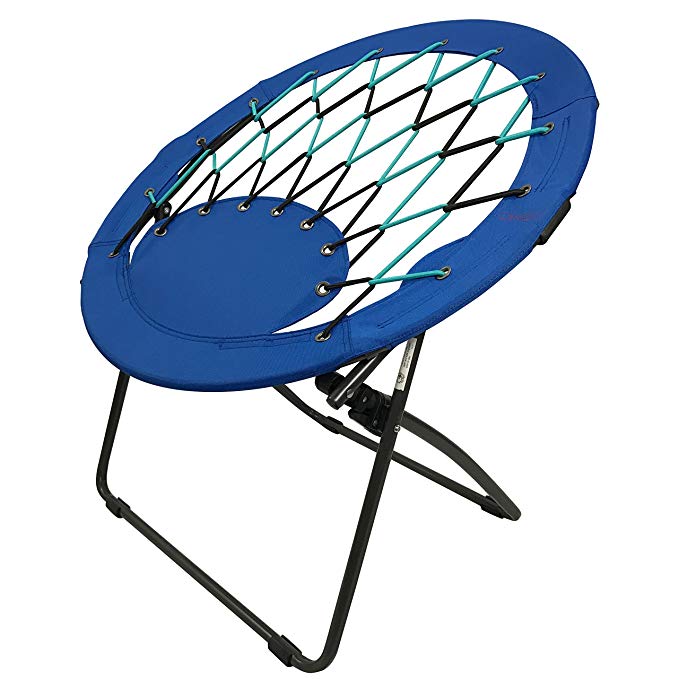 CAMPZIO Bungee Dish Chair Round Bungee Chair Folding Comfortable Lightweight Portable Indoor Outdoor (Navy)