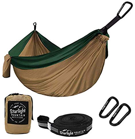 Starlight Mountain Outfitters Single/Double Hammock - Portable Lightweight Parachute Nylon with Tree Straps, Best Hammock for Backpacking, Hiking, Camping, Outdoors Travel