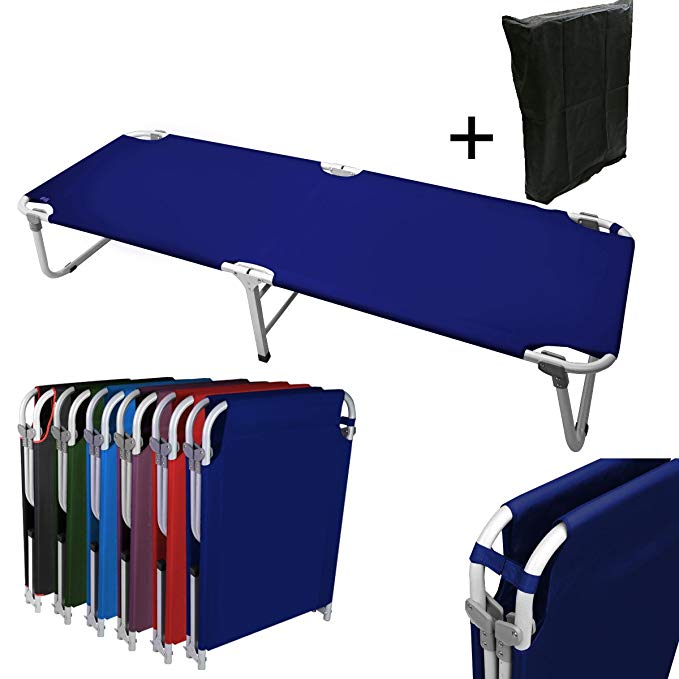 MagshionNavy Blue Camping Folding Military Cot Outdoor + Free Storage Bag