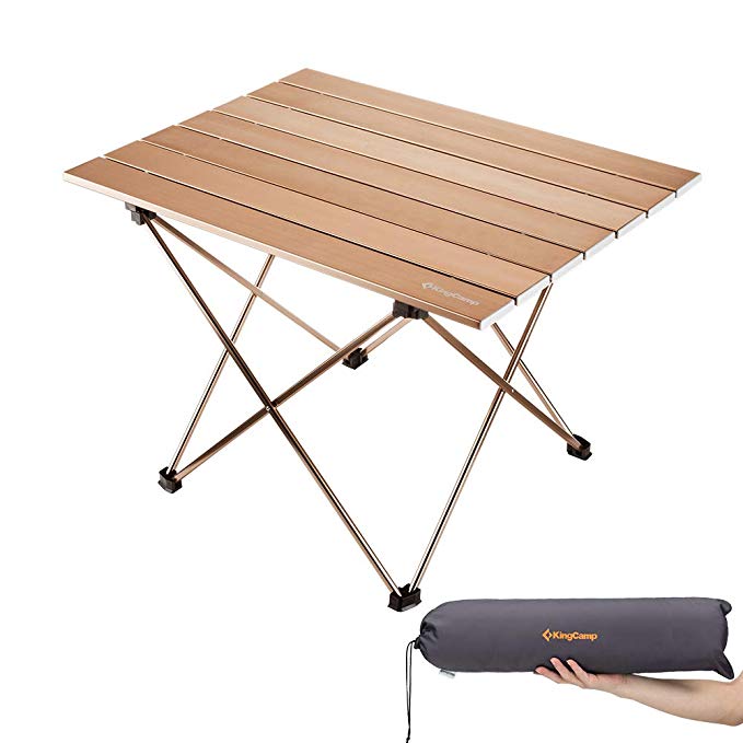 KingCamp Ultralight Compact Folding Camping Aluminum Table with Carry Bag, Two Sizes