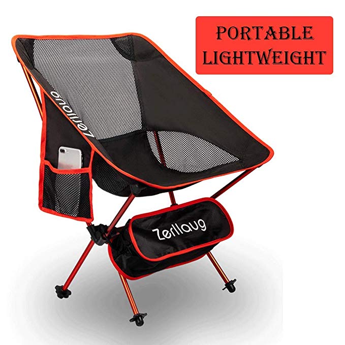 Zerllaug Folding Camping Chair, Lightweight Portable Backpacking Chair for Outdoor, Heavy Duty 270 lb Capacity with Carry Bag, Breathable and Comfortable