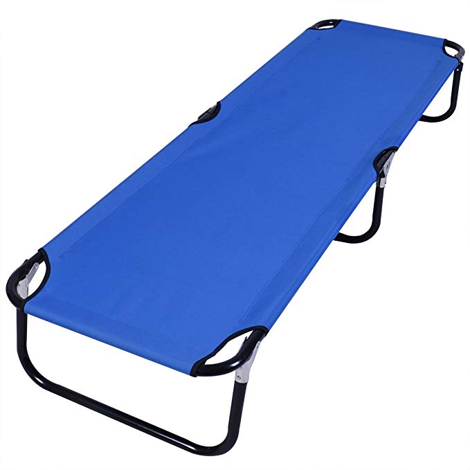 Generic Blue Folding Camping Bed Outdoor Portable Military Cot Sleeping Hiking Travel Easy To Carry And Store Super Sturdy Steel Frame Brand New