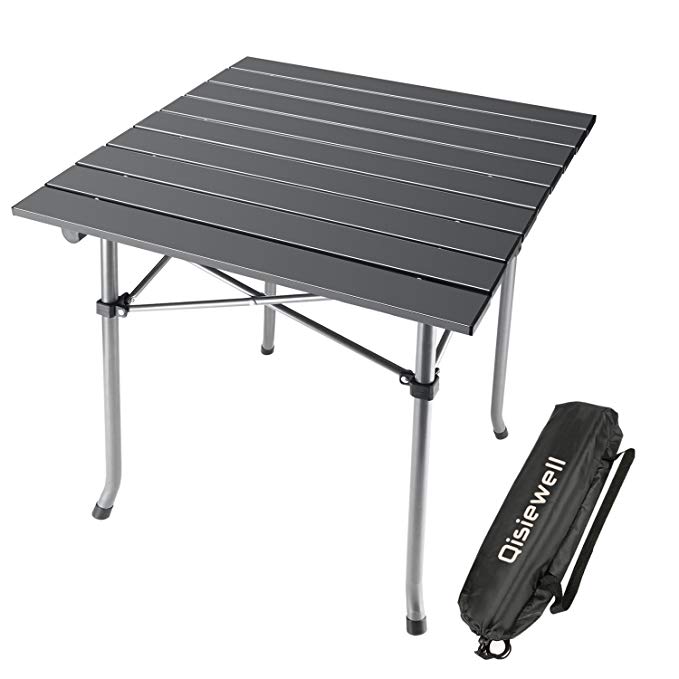 Qisiewell Camping Table Aluminum Outdoor Folding Beach Table Compact Lightweight Portable Small Picnic Table for Indoor and Outdoor Camping Beach Swimming Hiking BBQ Picnic Fishing with Storage Bag