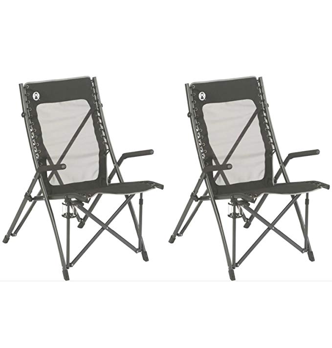 (2) COLEMAN ComfortSmart Suspension Camping Folding Chairs w/ Mesh Back & Bag