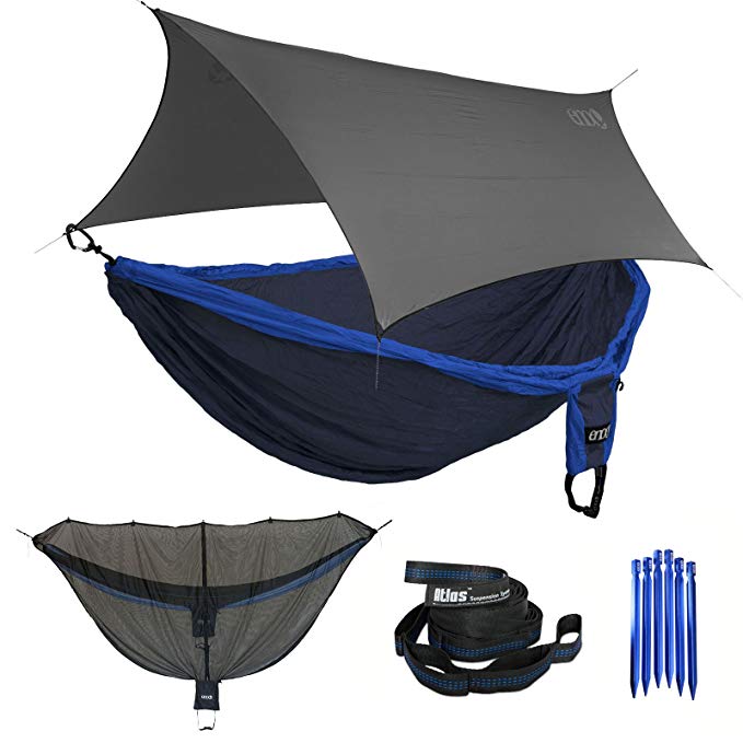 Eagles Nest Outfitters ENO OneLink DoubleDeluxe Hammock Navy/Royal - Grey Tarp