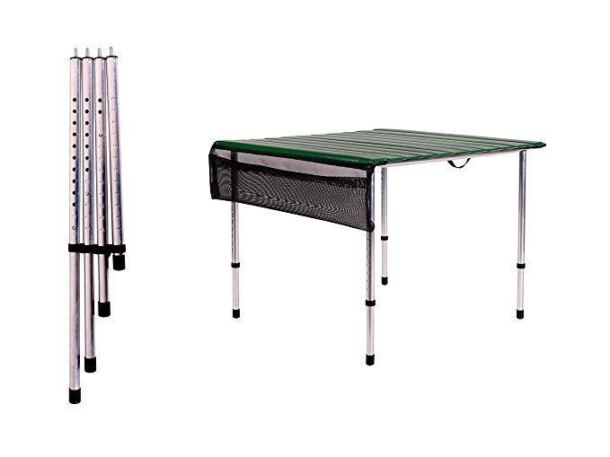 Camp Time, Roll-a-table, Green, with Adjustable Legs