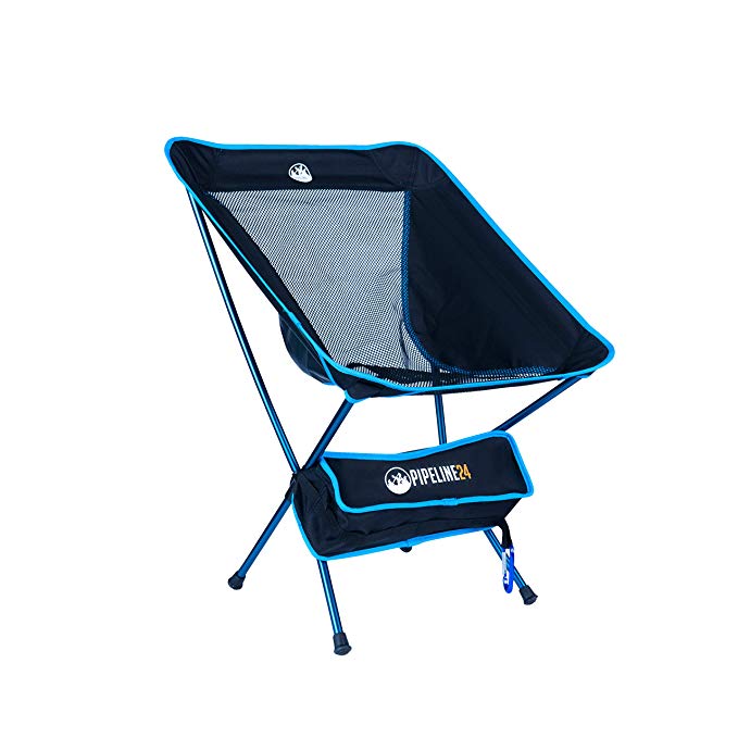 Pipeline24 Outdoor Folding Ultralight Portable Compact Camping Chair Backpacking, Beach, Picnic Chair with Carrying Bag