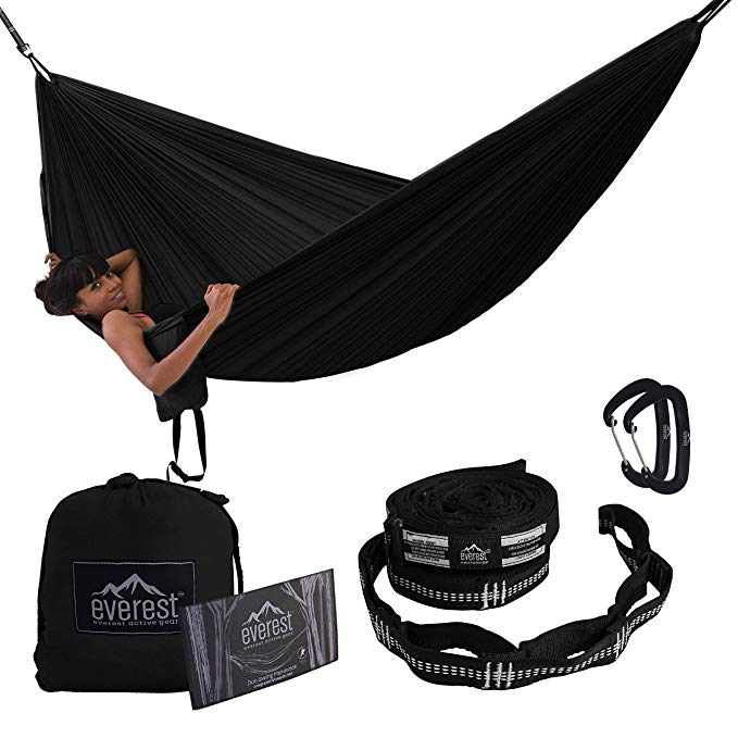 Camping Hammock - Everest | Double Outdoor Hammocks Carabiners & Tree Saver Straps Parachute Ripstop Diamond Weave Nylon Lightweight Portable Hiking, Backpacking & Travel