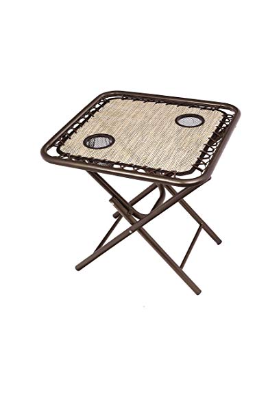 Bliss Hammocks GFC-TBL-S Foldable Camping Side Table with Cupholders, Sand