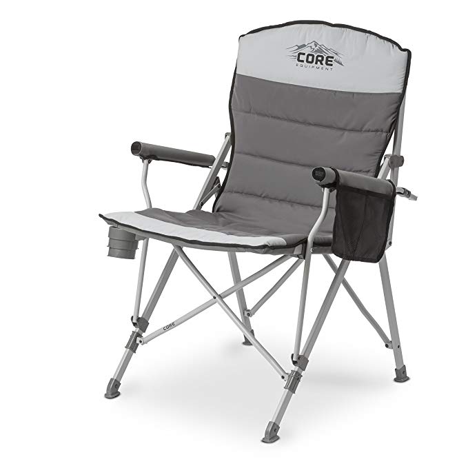 CORE 40021 Equipment Folding Padded Hard Arm Chair Carry Bag, Gray