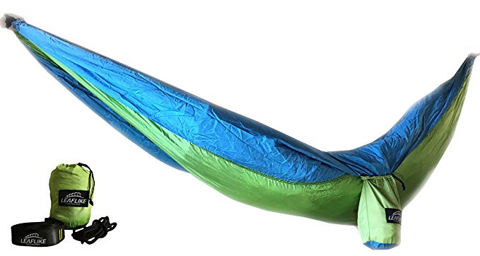 Leaflike The Superior Lightweight Double Camping Hammock by Includes Ultra Strong Straps Carabiners and Ropes