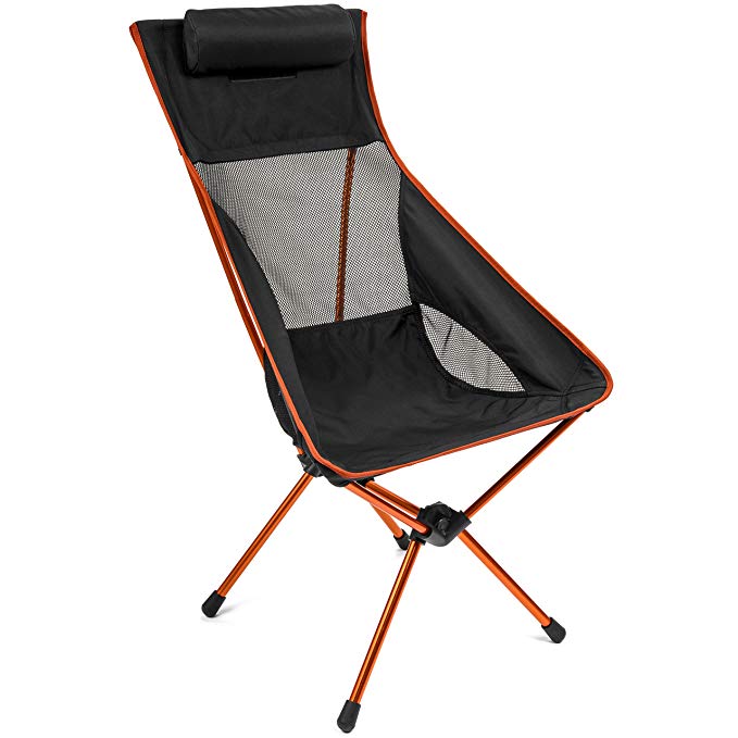 Cascade Mountain Tech Outdoor Lightweight Portable High Back Camp Chair with Headrest