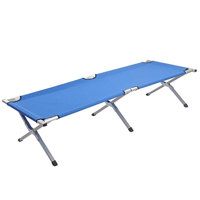 Folding Portable Camping Military Hiking Medical Cot Bed Blue