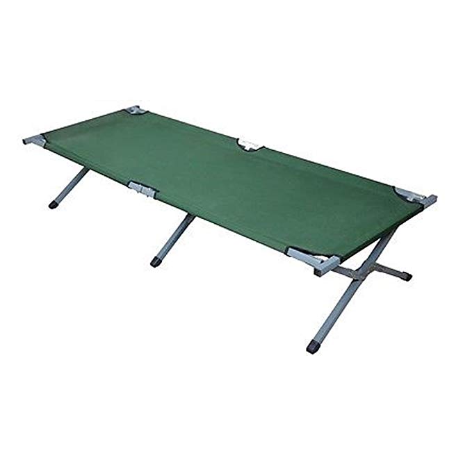 Olymstore Folding Camping Cot,Outdoor Portable Camp Bed, Hiking Army Military Style Sleeping Cots with Carry Bag Green