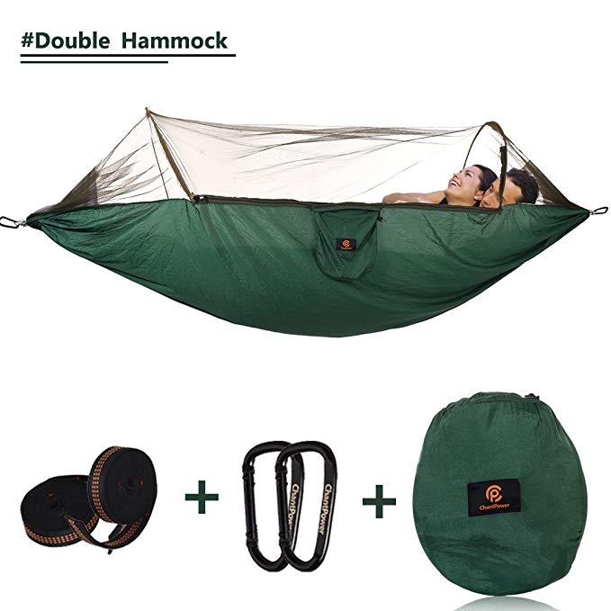 3 in 1 Hammock with Mosquito Net, Outdoor Windproof, Anti-Mosquito for Hiking Backpacking Backyard (Green) by CHANTPOWER