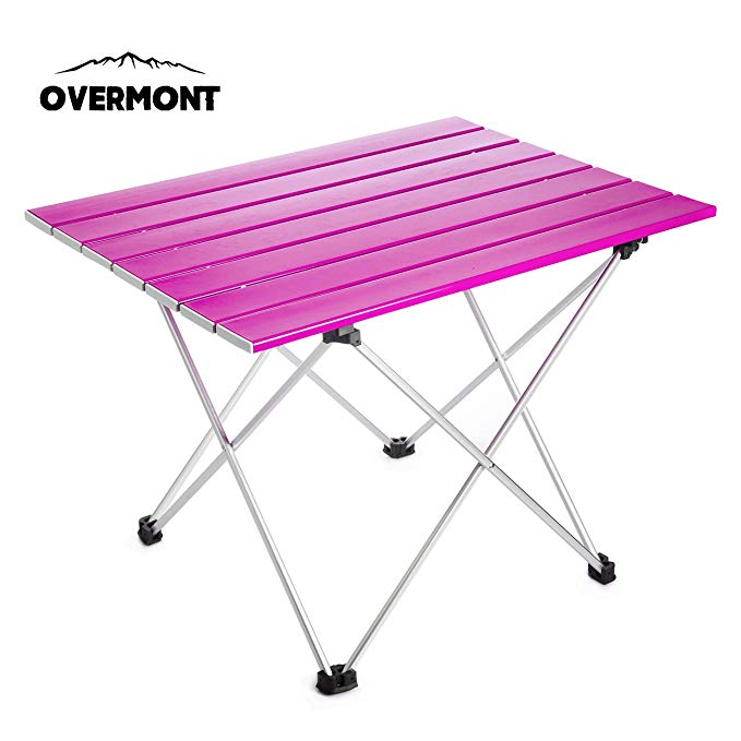 Overmont Camping Gear Aluminum Table Simple Fold Up Table Compact Portable Ultra-Light Card Table with Carrying Pouch for Hiking Picnic Beach Boat Trekking