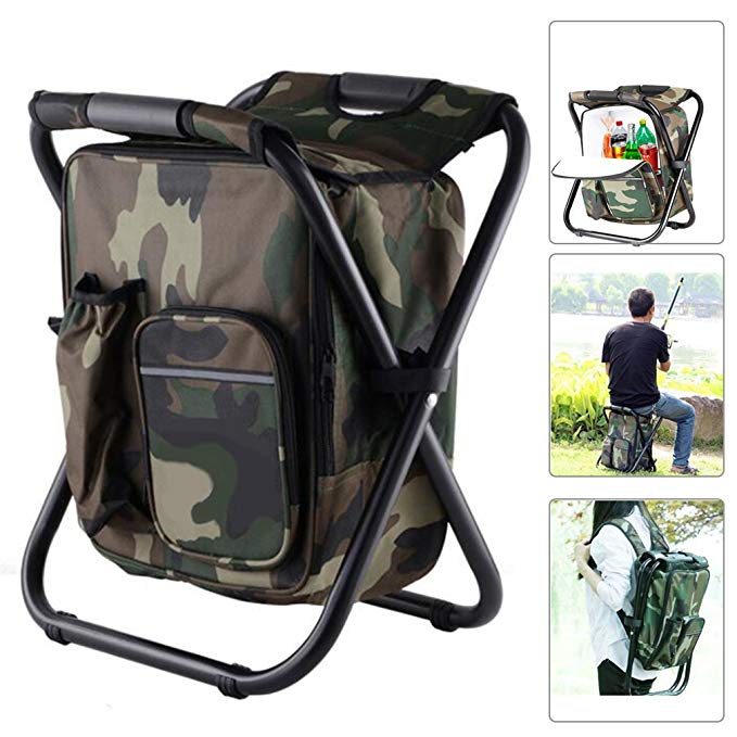 Taohua Garden Folding Camping Chair & Backpack with Cooler Insulated Picnic Bag Camping Stool Oxford Fabric Hiking Fishing Travel Beach BBQ Outdoor activies