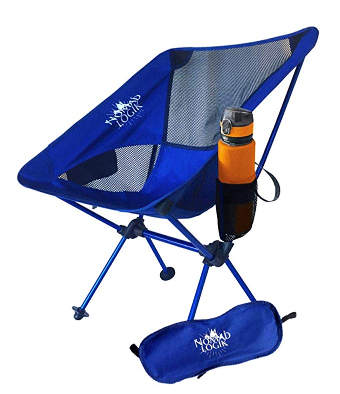 Lightweight Compact Portable Folding Backpacking Chair with Carry Bag, Pocket & Cup Holder for Beach, Camping, Hiking