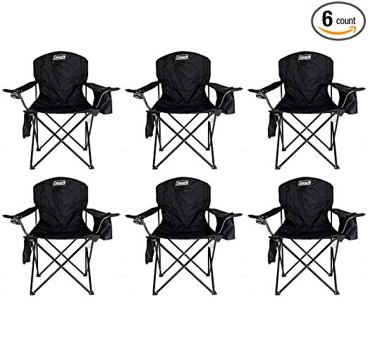 6-Pack Coleman Cooler Quad Chairs With Built-In Cooler, Black | 6 x 2000020267