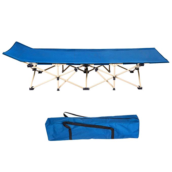 Hindom Portable Stable Fold Down Camping Patio Home Travel Folding Bed Bed Frames (Blue)