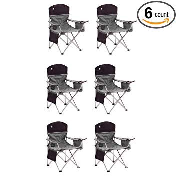 Coleman Oversized Quad Black Chairs + Cooler/Cup Holder, 6-Pack | 6 x 2000020256