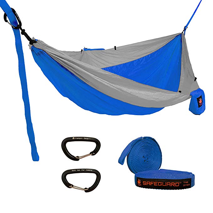 Kampin Gear Hangeasy Double Hammock with Aluminum Wiregate Carabiners and Tree Straps