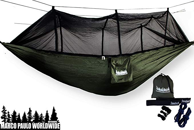 Single & Double Lightweight MPW Hammock With Mosquito Net, Reversible, Ideal for Hiking, Travelling, Camping, Trekking, Outdoors, Yard and Jungle Escape