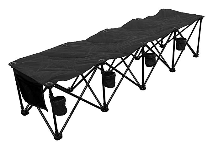 GoTeam! 4 Seat Portable Folding Team Bench - Black