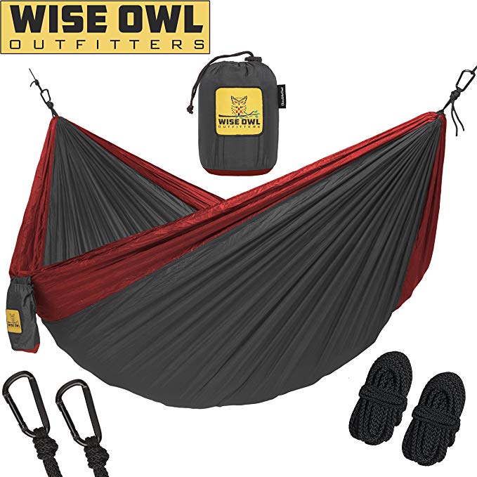 Wise Owl Outfitters Hammock Camping Double & Single Tree Hammocks - USA Based Brand Gear Indoor Outdoor Backpacking Survival & Travel, Portable