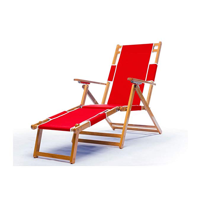 Heavy Duty Commercial Grade Oak Wood Beach Chair / Chaise Lounger