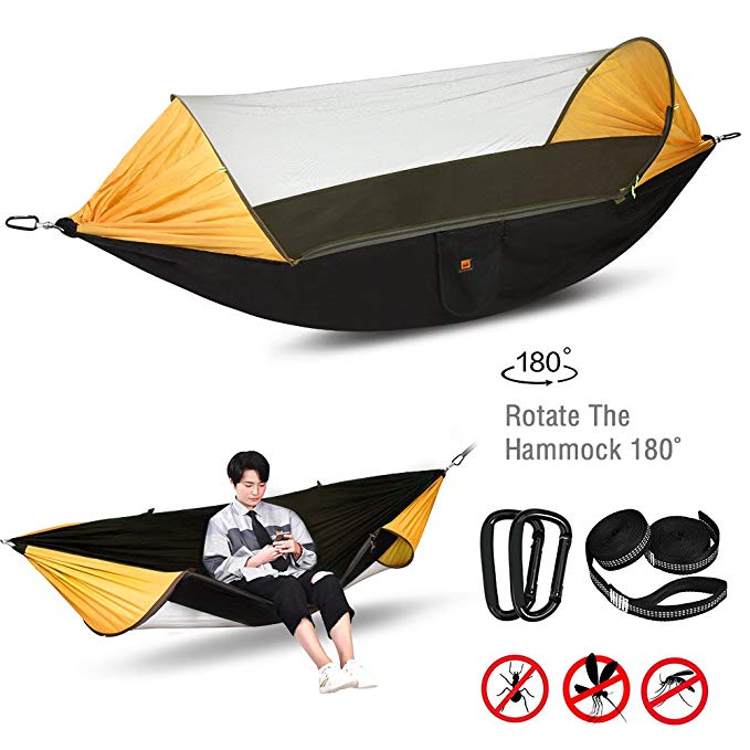 Lisuu Camping Hammock,2 Person Camping Hammock with Mosquito Net,For Indoor,Outdoor, Hiking, Camping, Backpacking, Travel, Backyard, Beach