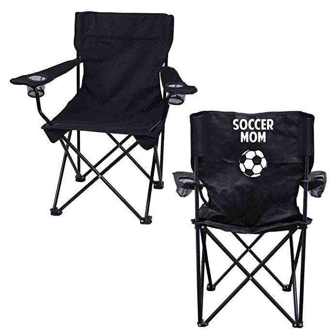 VictoryStore Outdoor Camping Chair - Soccer Mom Black Folding Camping Chair with Carry Bag