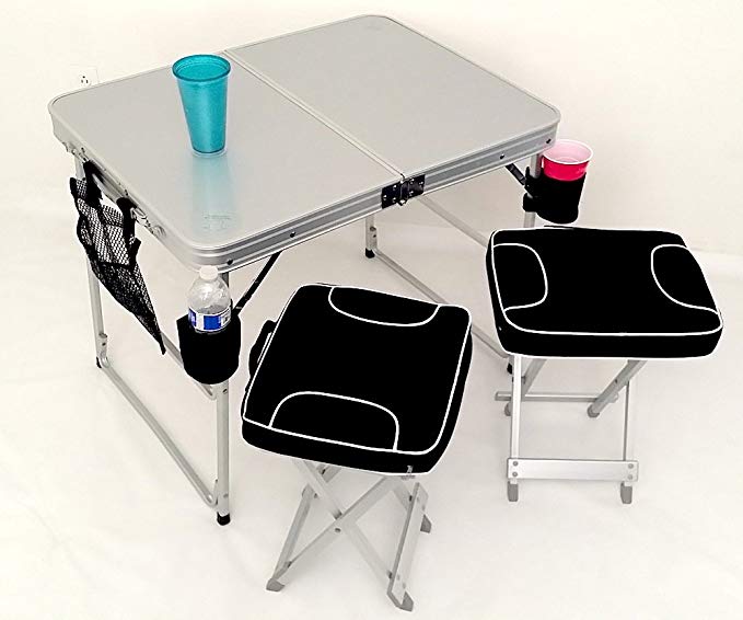 Oasis Same Day Shipping Raptor Table and Two Padded Chairs Combo-5 Years Warranty- Military Grade Aluminum Construction-Lightweight and Portable